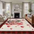 thumbnail image 1 of Large Area Rugs for Living Room Bedroom, Valentine's Day 6'x9' Rug Washable Carpet Runner Indoor Outdoor, Love Gnomes Bow Red and Black Plaid Beige Non Slip Floor Mats Rug for Kitchen, Playroom, 1 of 8