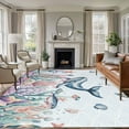 thumbnail image 1 of Large Area Rugs for Living Room Bedroom, Whale Coastal 6'x9' Rug Washable Carpet Runner Indoor Outdoor, Summer Beach Ocean Shell Jellyfish Starfish Non Slip Floor Mats Rug for Kitchen, Playroom, 1 of 8