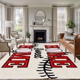 thumbnail image 1 of Large Area Rugs for Living Room Bedroom, White Red Baseball 8'x10' Rug Washable Carpet Runner Indoor Outdoor, Modern Art Funny Words Non Slip Floor Mats Rug for Kitchen, Patio, 1 of 8