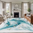 thumbnail image 1 of Large Area Rugs for Living Room Bedroom, White Teal Marble 8'x10' Rug Washable Carpet Runner Indoor Outdoor, Modern Abstract Art Marble Fluid Non Slip Floor Mats Rug for Kitchen, Patio, 1 of 8