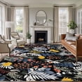 thumbnail image 1 of Large Area Rugs for Living Room Bedroom, Wildflowers Blossom 6'x9' Rug Washable Carpet Runner Indoor Outdoor, Black Spring Garden Botanical Floral Non Slip Floor Mats Rug for Kitchen, Playroom, 1 of 8