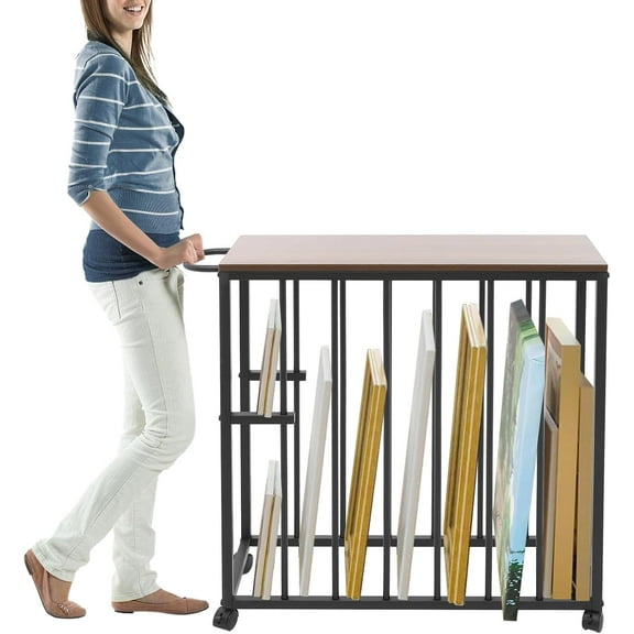 Large Art Storage Rack, Canvas Storage Stand for Large Canvas up to 27.9 Inches, Drying Painting Canvas Rack with Four Wheels, Art Storage Display Stands for Art Shows, Decorative Accessories