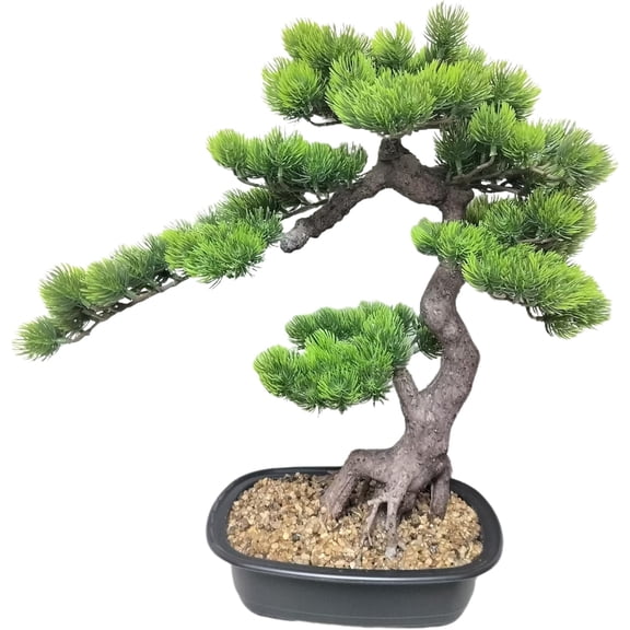 Large Artificial Bonsai Tree 20-Inch, Faux Juniper in Pot, Decorative Indoor Greenery for Home, Office Desk, Tabletop, or Room Decoration