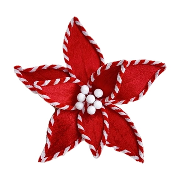 Large Artificial Christmas Poinsettias Stems Decorations, 10'' Red Poinsettias for Christmas Tree, Velvet Christmas Flower Picks, Artificial Xmas Tree Ornament, Xmas New Year Wreath Garland Decor