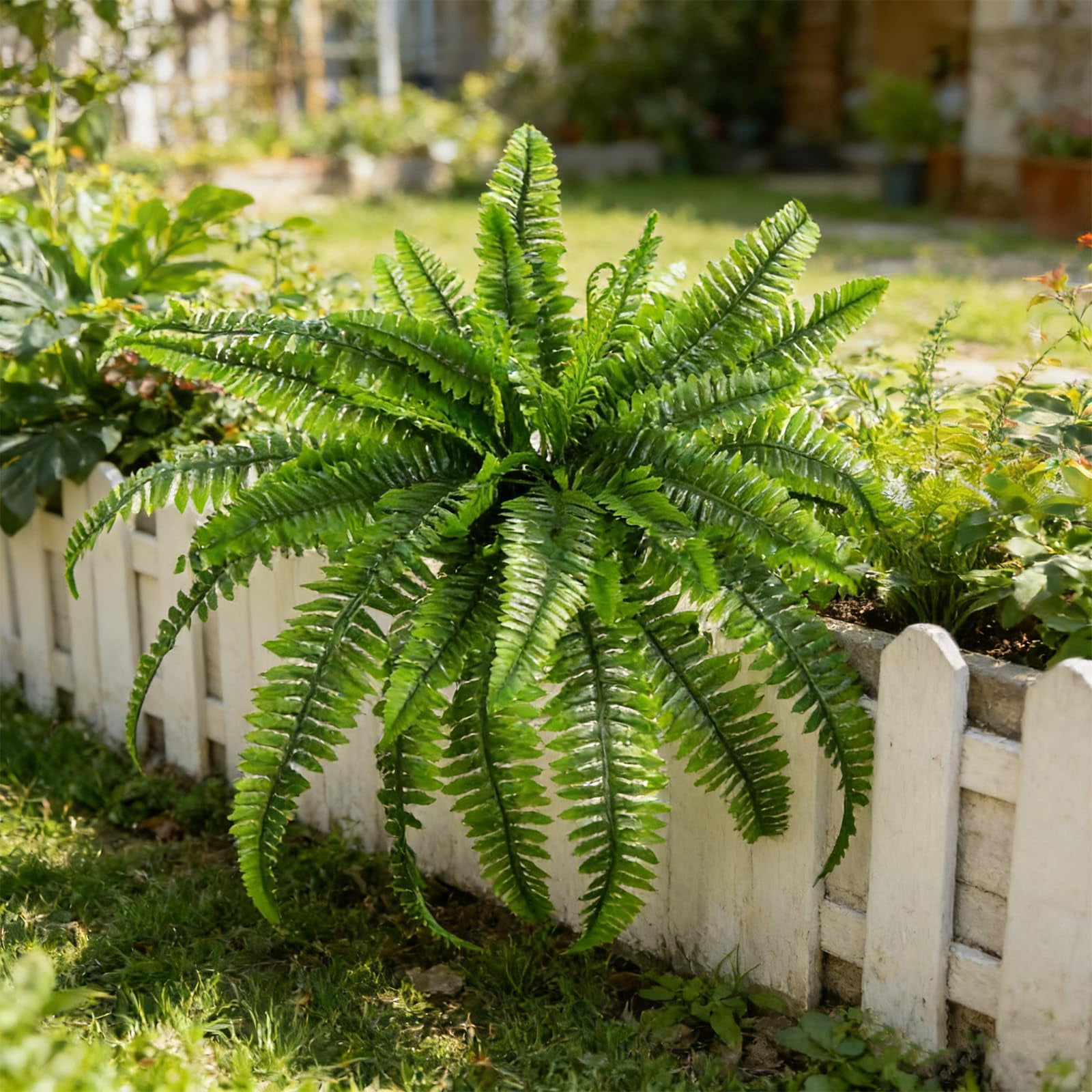 Large Artificial Fern for Outdoors, UV-Resistant Fake Ferns (28/38/60/88 Fronds) - Realistic Faux Greenery, Fade-Proof Outdoor Plants for Porch & Hanging Baskets