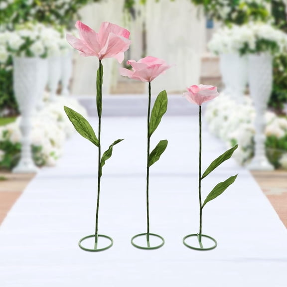 Large Artificial Flower Decoration, 3pcs Giant Artificial Flower 70.8in /62.9in /55.1in for Wedding Decoration, Birthday Party Banquet Background Arrangements (Pink)
