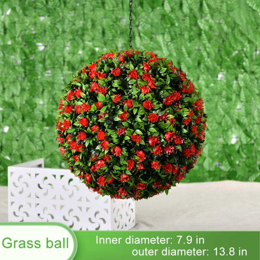 Large Artificial Flower Grass Topiary Ball,Faux Plants Decorative BallsIndoor Outdoor Wedding