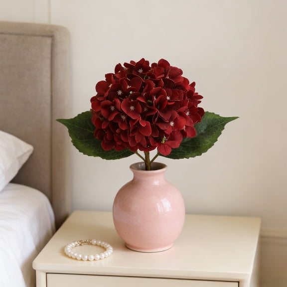 Large Artificial Hydrangea Stem for Home Decor - Realistic Fake Flower Arrangement in Assorted Colors for Wedding, Event, and Landscape Use