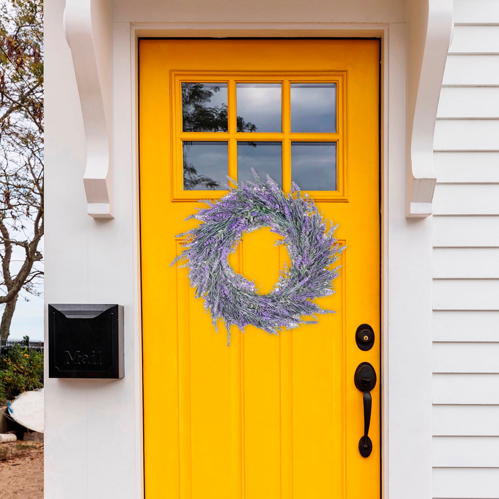 Large Artificial Lavender Wreath 18 Inch - Rustic Farmhouse Decor for ...