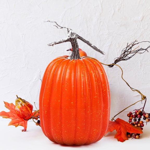 Large Artificial Pumpkin Decor 9 Inch Foam Fake Pumpkin for Halloween and Fall Home Decorations