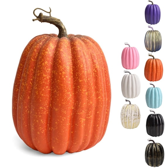 Large Artificial Pumpkins for Fall Decor | 6.3"x8.7" Lightweight Foam Decor Adds A Playful Pastel Accent To Tables, Mantels, Entryways, Parties, Weddings And Seasonal Displays, Saffron