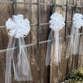 thumbnail image 1 of Large Assembled White Wedding Pew Bows - 10" Wide, Set of 4, Tulle Wedding Bows, Reception, Aisle Decoration, Bridal Shower, Anniversary, Fundraiser, Wedding Event, 1 of 5