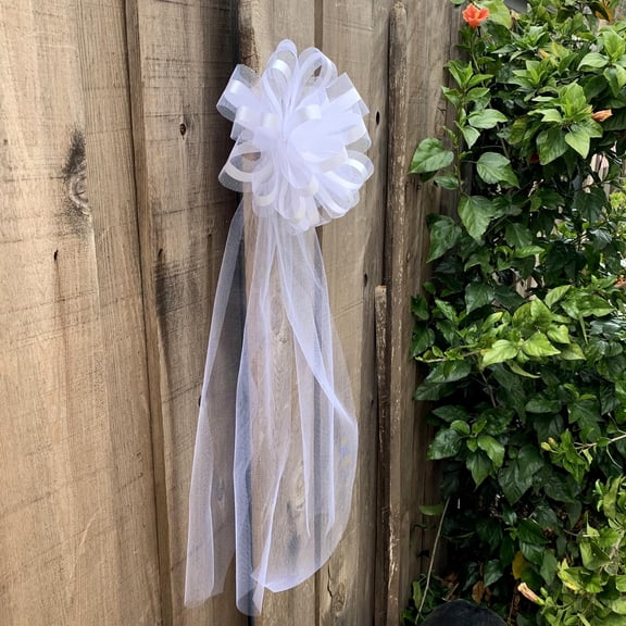 Large Assembled White Wedding Pew Bows - 10" Wide, Set of 6, Reception, Bridal Shower, Formal Event Decoration