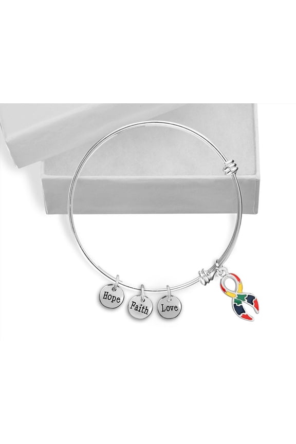 Large Autism Ribbon Retractable Charm Bracelets