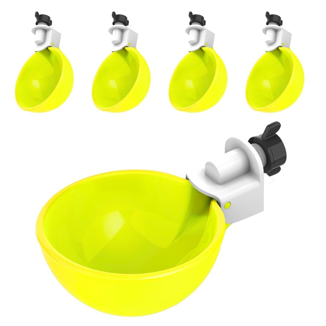 5-Pack Automatic Chicken Waterer Cups - 3/8 Inch Thread, Gravity Fed For Chickens, Ducks, Birds, Rabbits