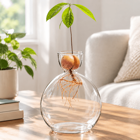 Large Avocado Grow Vase Glass Acorn Seed Starter Vase Planter for Growing