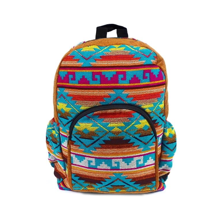 Large Aztec Tribal Print Striped Pattern Cushioned Backpack  display picture 2