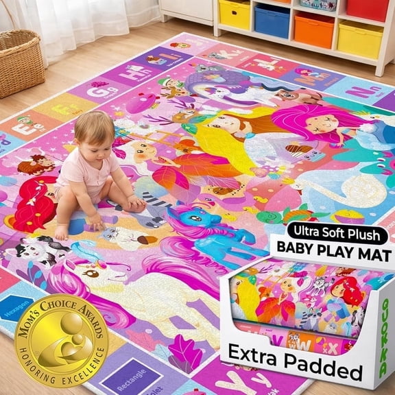 Quokka Large Baby Mat for Floor Play for Babies 6-12 Months – Super Soft Baby Floor Play Mat for Toddlers 1-3 – Princess Extra Thick Plush Rug