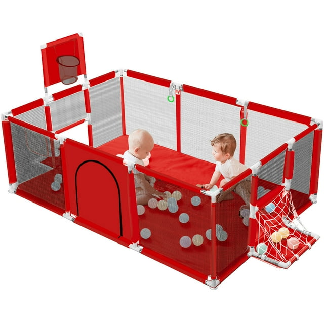 Large Baby Playpen 71 Inch With Basketball Hoop, 624 Months Toddler