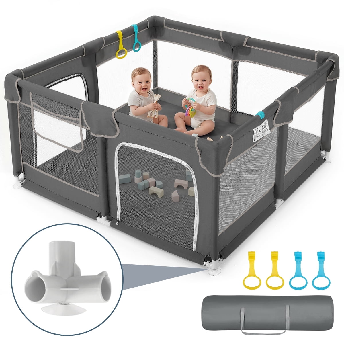 Large Baby Playpen, 50*50inch Activity Center Playard for Babies and Toddlers, Gray