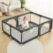 Large Baby Playpen, 79x63x27inch Activity Center Playard for Babies and Toddlers, Gray