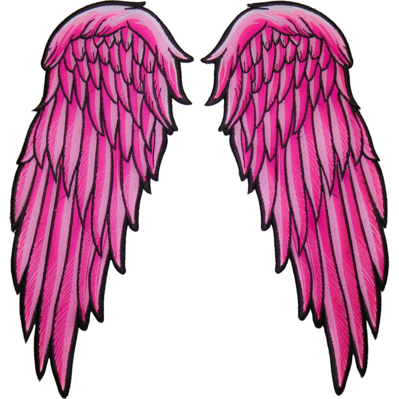 Large Back Patch, Embroidered Patch (Iron-On or Sew-On), Angel Wing Large Back Patch, Set of 2, Pink Guardian Angel Religious , 8" x 10"