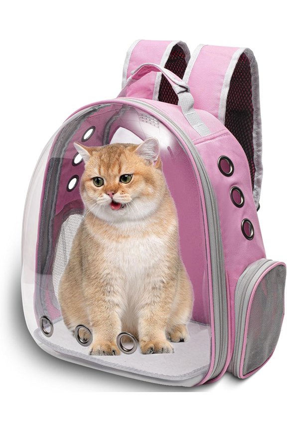 Large Backpack Carrier for Travel and Hiking Transparent Pet Bubble Backpack for Cats up to 20lbs with Ventilation and Padded Straps Mochila para Gatos transportadora mascotas ()