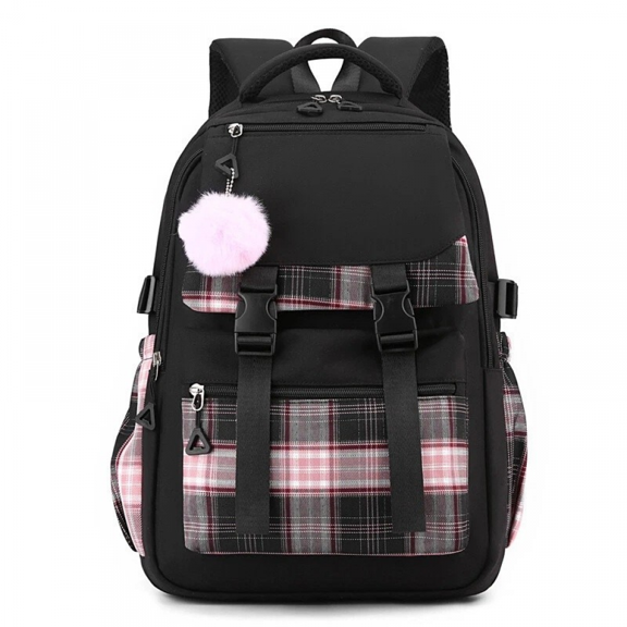 Large Backpack Travel Rucksack Shoulder Laptop Bag Student Book Bag-Black