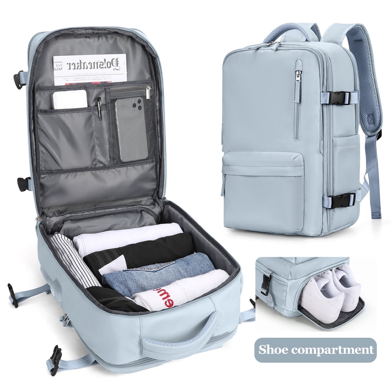 Airline Approved Travel Backpack - Waterproof, Shoe 
