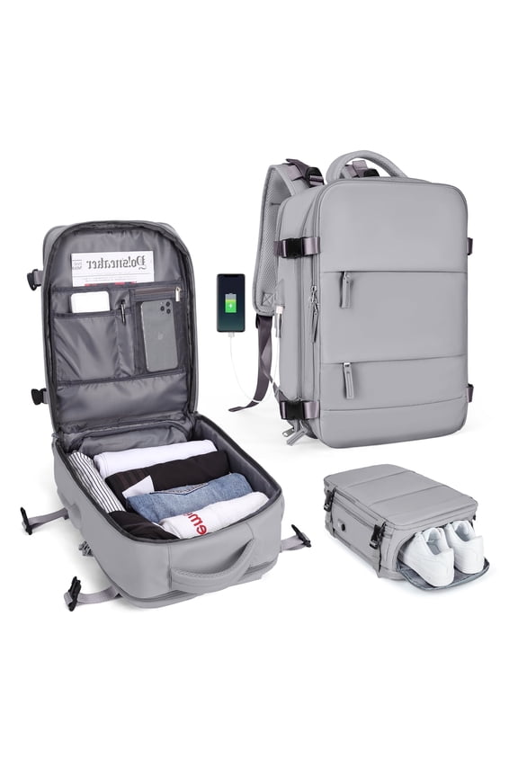 Large Backpack for Women , Men Carry On Backpack,Hiking Backpack Waterproof Outdoor Sports Casual Daypack, College Backpack School Bag Gray