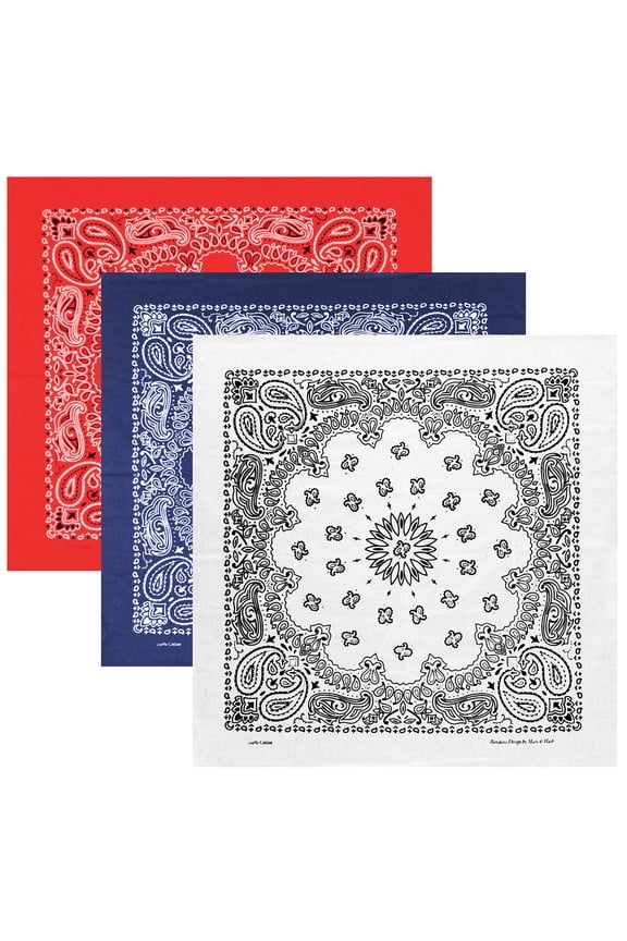 Large Bandanas 27 x 27 | Versatile Biker Rags | Classic Paisley Bandana Pattern