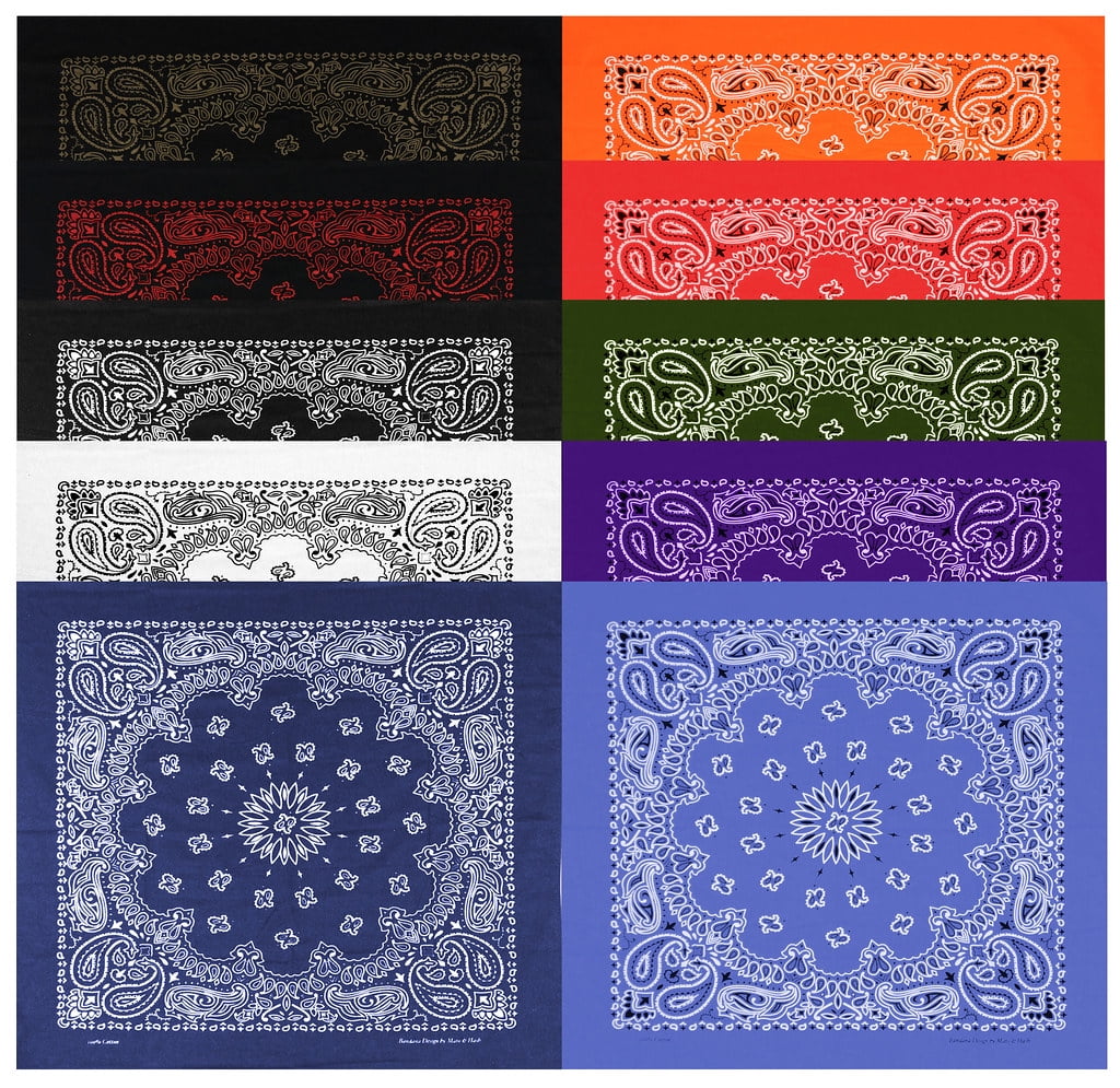 Large Bandanas 27 x 27 | Versatile Biker Rags | Classic Paisley Bandana ...