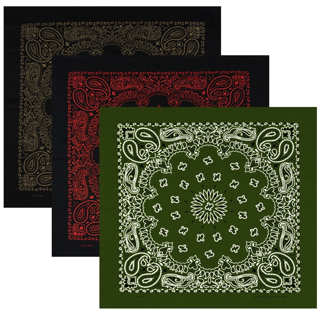 Large Bandanas 27 x 27 | Versatile Biker Rags | Classic Paisley Bandana ...