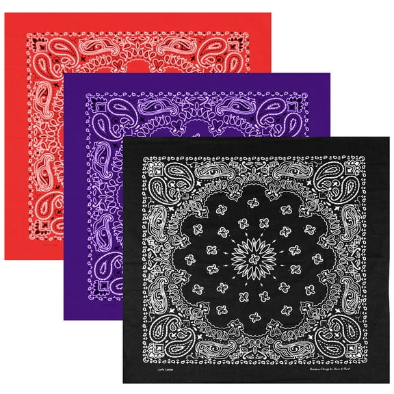Large Bandanas 27 x 27 | Versatile Biker Rags | Classic Paisley Bandana Pattern
