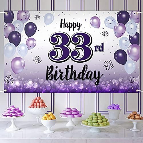 Large Banner blank Happy 33rd Birthday Decorations,33rd Purple Balloon ...