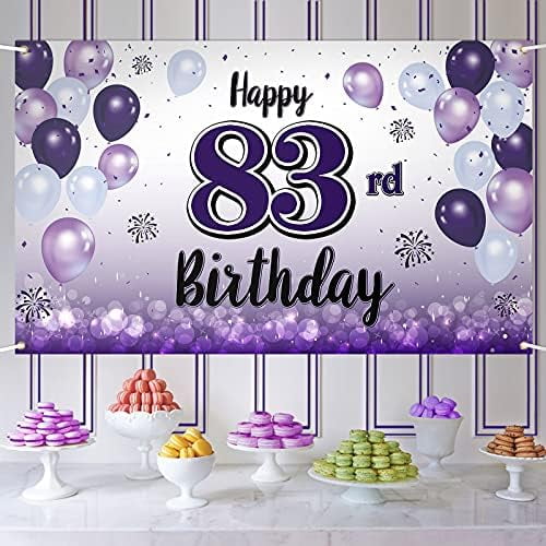 Large Banner blank Happy 83rd Birthday Decorations,83rd Purple Balloon ...
