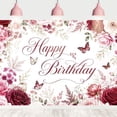 Large Banner blank Pink Purple Flowers Birthday Backdrop Peony Women ...