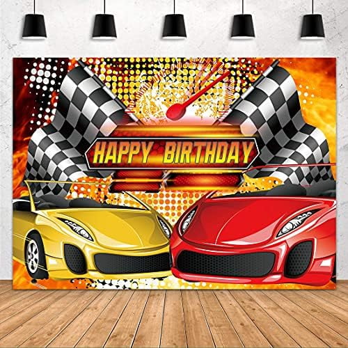 Large Banner blank Race Car Backdrop Birthday Checkered Flag Party ...