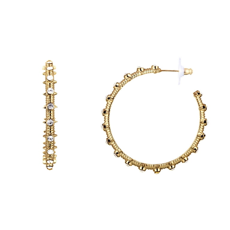 Bella by Thorne Large Barbed Wire CZ Adult Hoop Earrings Gold Walmart