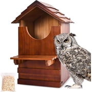 Large Barn Owl House, Opening Wooden Houses for Outdoors, Ventilated and Moisture-Protected OwlBox with Mounting Screws A Bag of Wood Shavings8 * 7 15inch