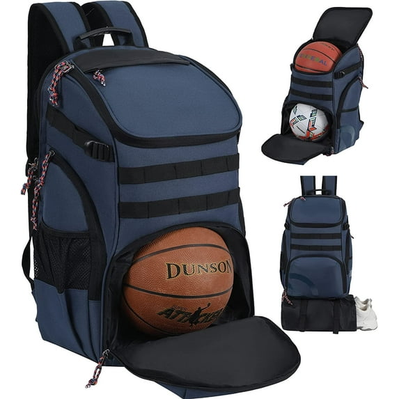 Large Basketball Bag Backpack for Men Women Basketball Bookbag with Ball Compartment Shoes Bag 35L Capacity Soccer Ball Bag Gym Backpack Fit Volleyball Football Sports Travel