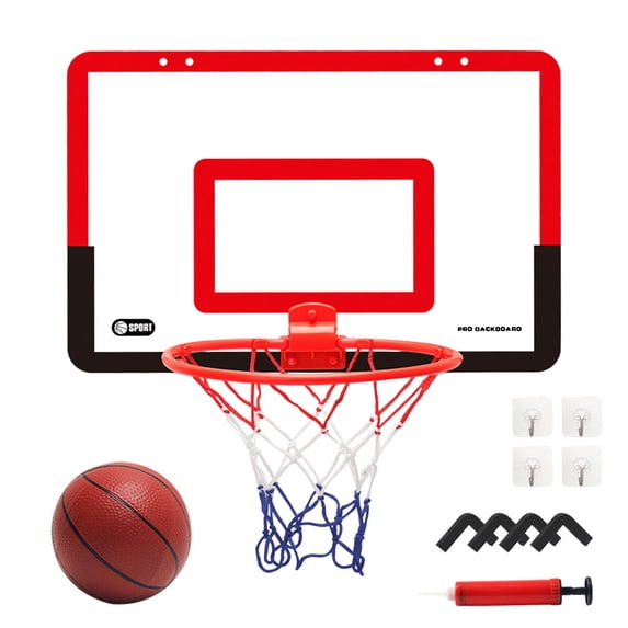 Large Basketball Hoop for Kids & Adult 15.7 X 10.2 Inch Basketball,Transparent Hanging Door Basketball Board Punch-free Basketball Backboard With 1 Basket Net+ 4 hook +1 Basketball