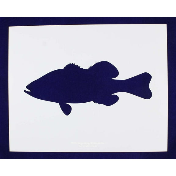 Large Bass Swimming (fish) Stencils -1 pc -Mylar 14mil - Overall size 17.5 x 14 Inches