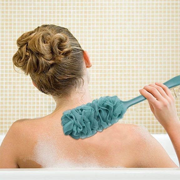 Large Bath Brush Long Handle - Soft Body Scrubber Back Washer for Shower, Exfoliating Bath Sponge with Hanging Rope, 41x11cm, Efficient Full Body Cleansing Tool