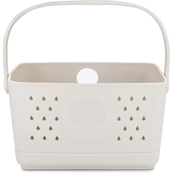 Large Bath Caddy BPA Free Food Grade Quick Dry Sturdy Shower Basket with Handle Neutral Color Snow