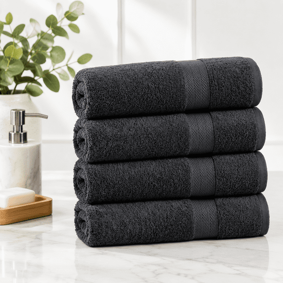 Large Bath Sheets Absorbent Quick Dryton 4 Pack - Black