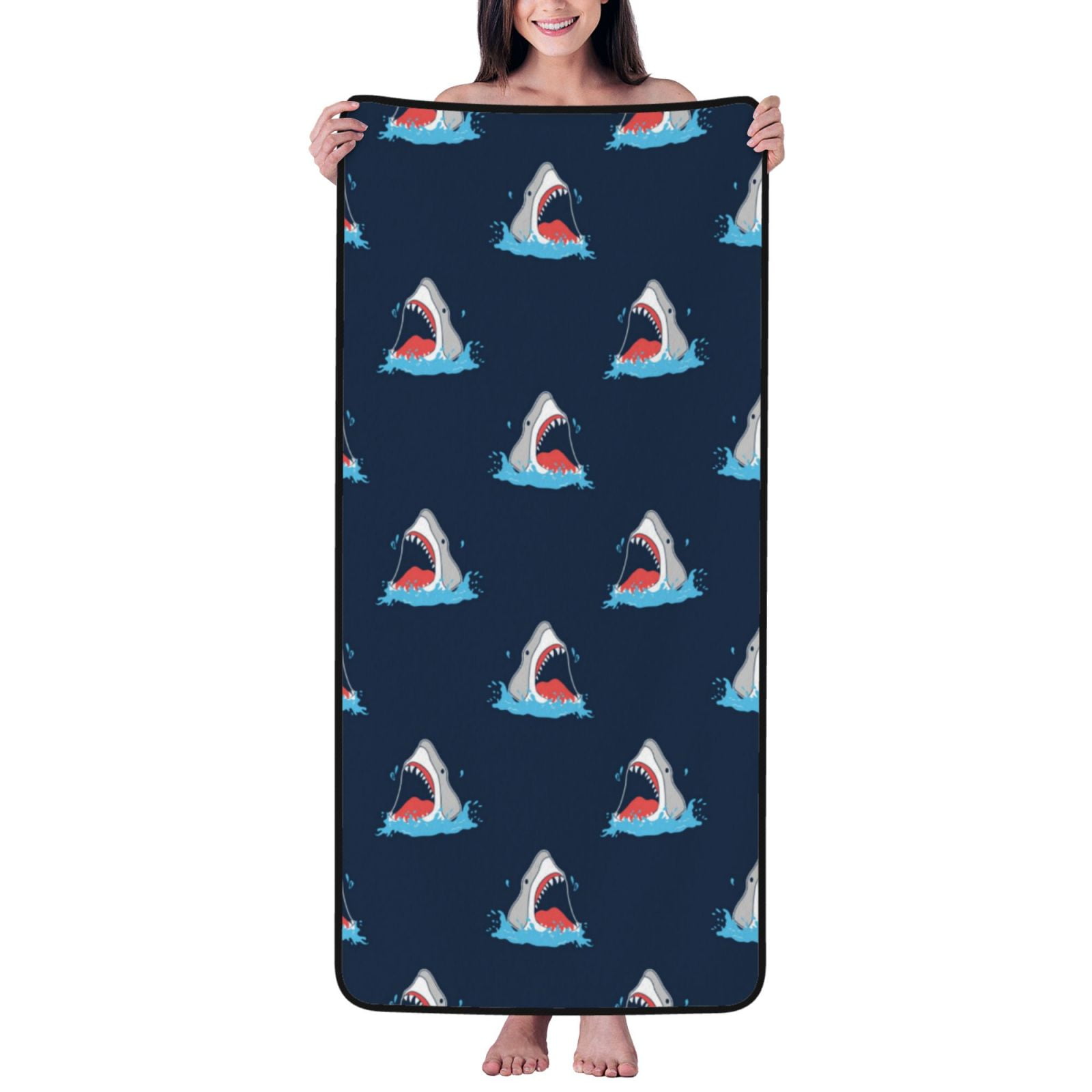 Large Bath Towel Big Mouth Shark 27x55 Inches Soft Lightweight And Highly Absorbent Quick Drying Beach Towels Towels For Bathroom Gym Yoga Travel Pool Hotel Walmart