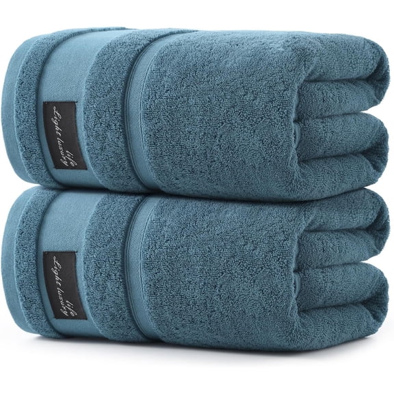 Large Bath Towels Set 2 Piece, 100% Cotton, 31x63 in,Heavyweight 760G, Highly Absorbent & Quick Dry, Super Soft Luxury Shower Towels for Bathroom,Hotel Collection - Blue