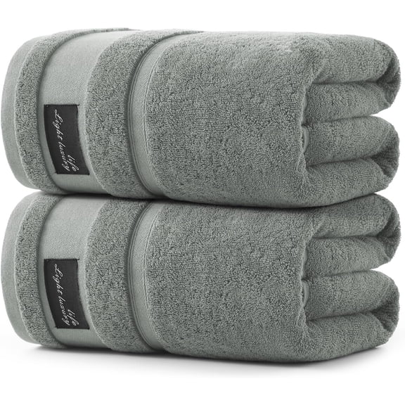 Large Bath Towels Set 2 Piece, 100% Cotton, 31x63 in,Heavyweight 760GSM, Highly Absorbent & Quick Dry, Super Soft Luxury Towel for Bathroom,Hotel Collection - Gray