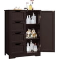 thumbnail image 1 of Large Bathroom Floor Cabinet with 4 Drawers and Single Door Cabinet, Freestanding Storage Cabinet for Living Room Kitchen Hallway, Espresso, 1 of 18